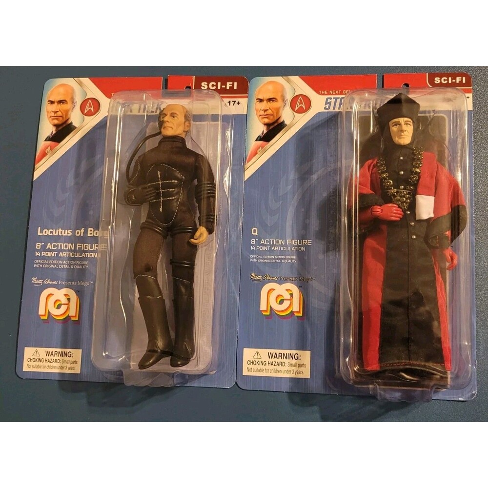 2 Mego Sci-Fi Locutus of Borg & Q Star Trek The Next Generation Action figures